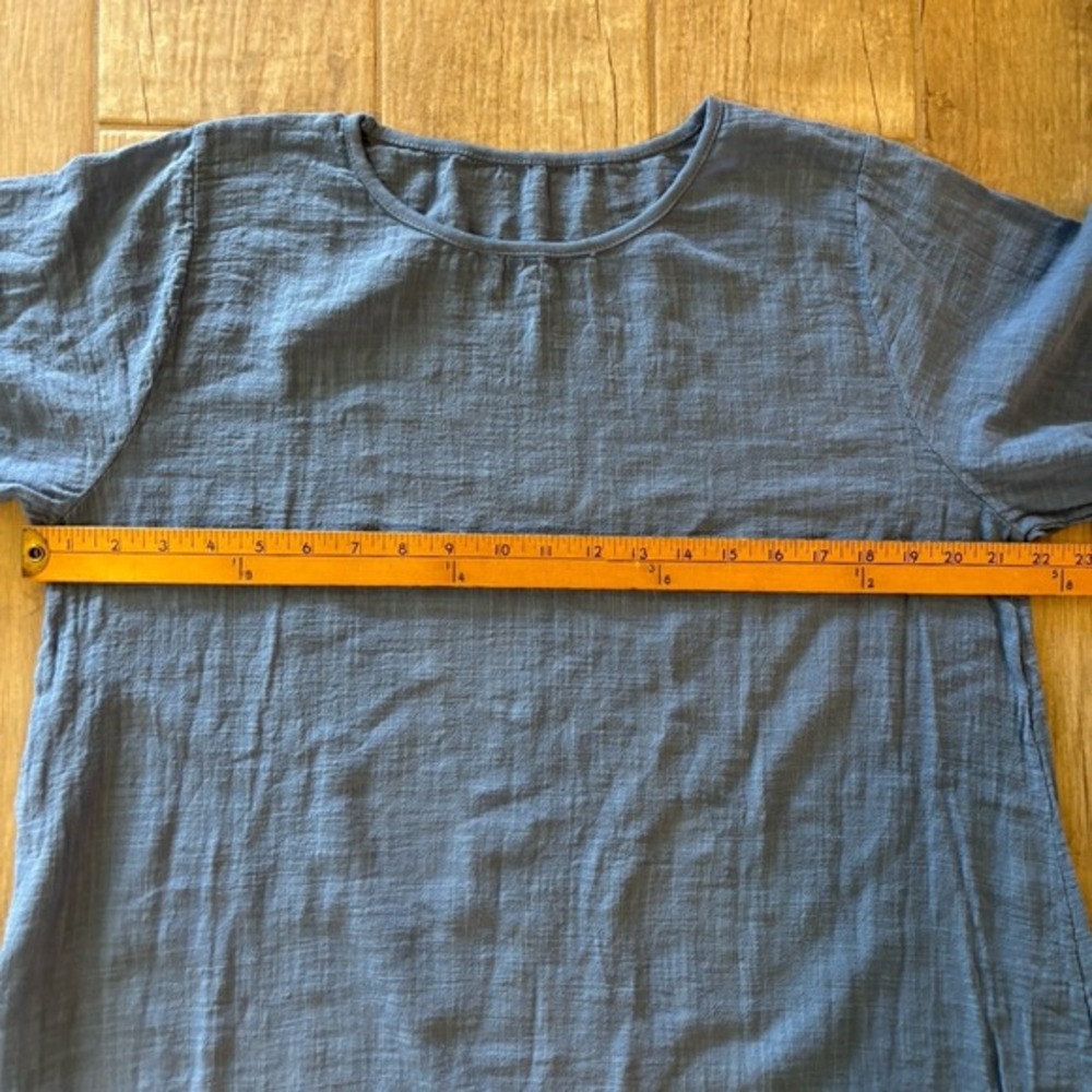 Made In Italy Cool Cotton Shift Dress Short Sleeve Lace Button Trim Size L NWT - Picture 6 of 10